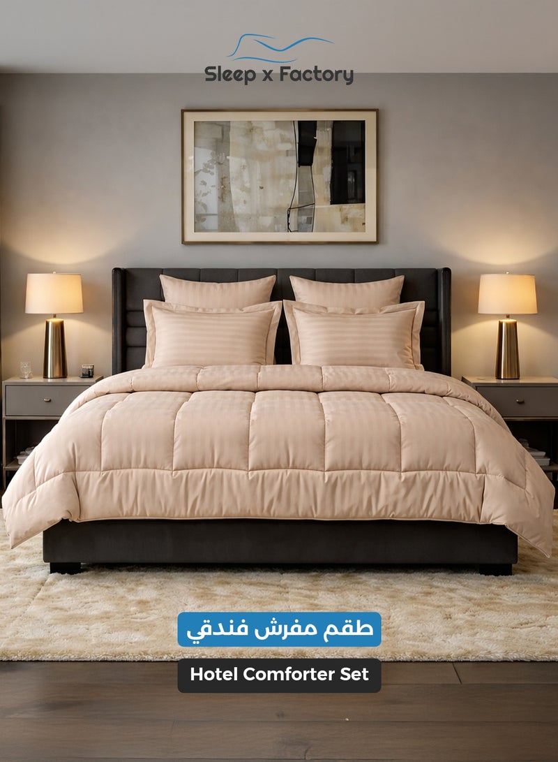 سليب × فاكتوري باقة فندقية فاخرة، لباد مرتبة بارتفاع 14 سم مع طقم لحاف فندقي فاخر بلون البيج ووسادتين فندقيتين قطنية فاخرة، يناسب سرير مفرد مقاس 200 × 140 سم - Image 5